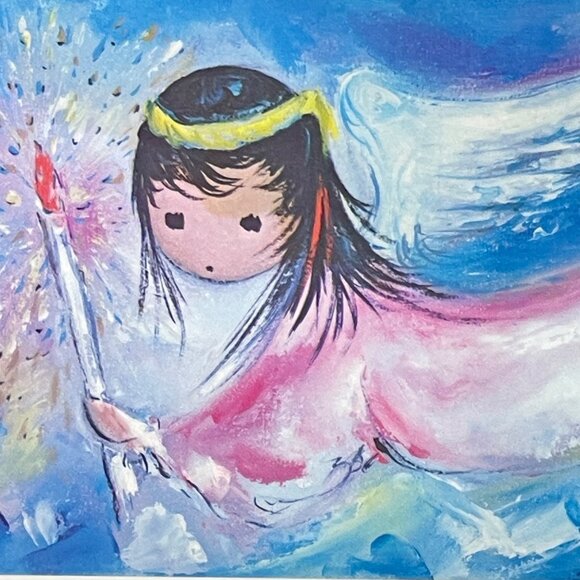 Vintage Signed Rafael Angel Ceramic Wall Art With Wooden Frame - Picture 9 of 16